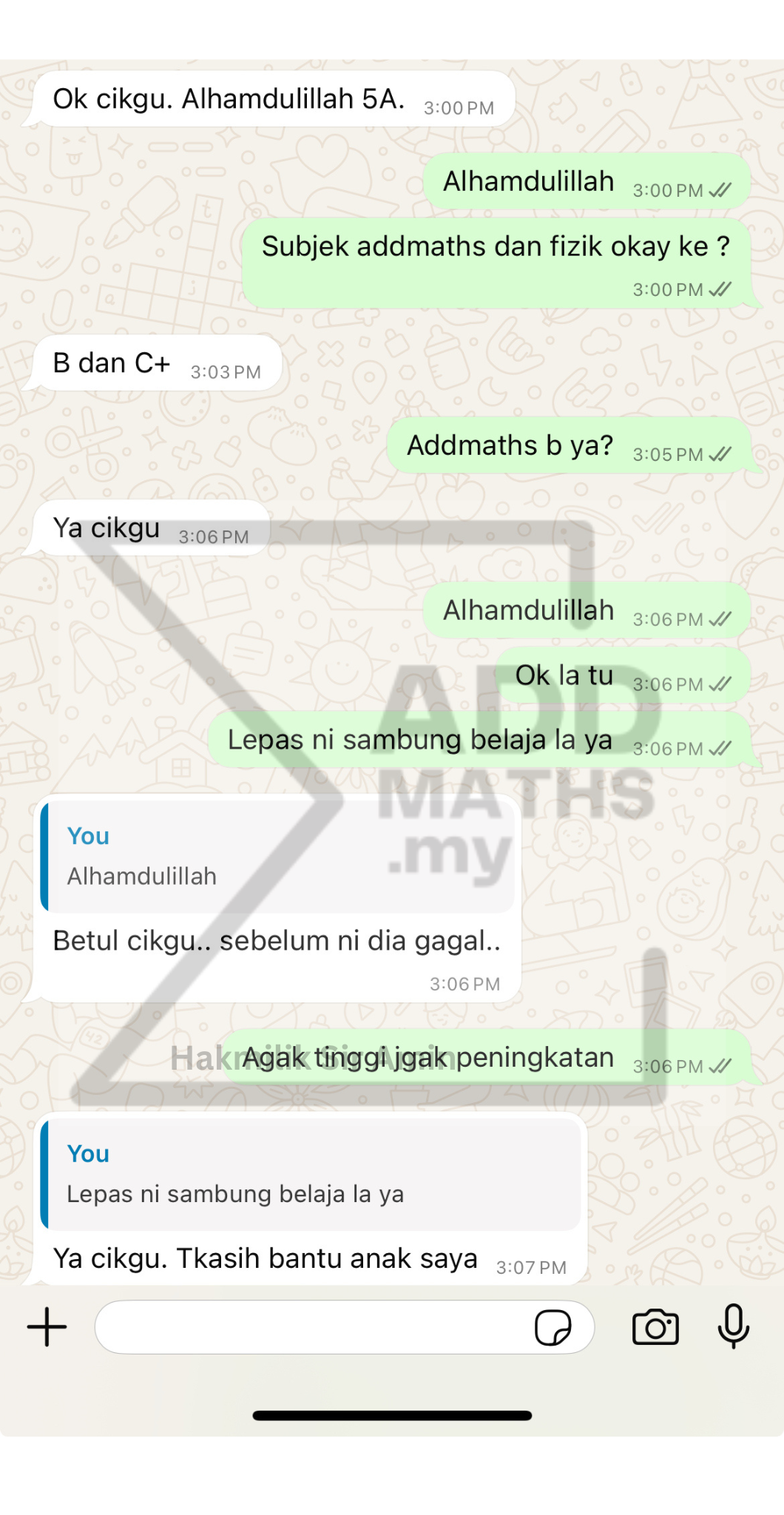 Student testimonial for Sir Amin online Math tutoring
