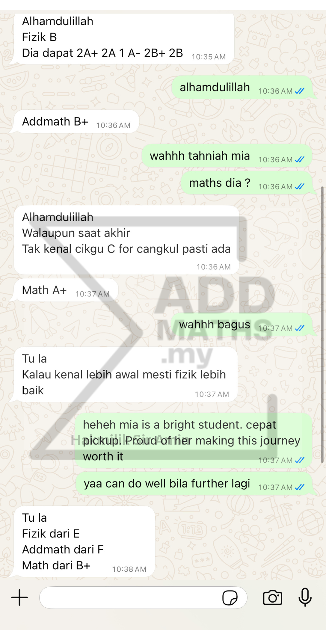 Student testimonial for Sir Amin online Math tutoring